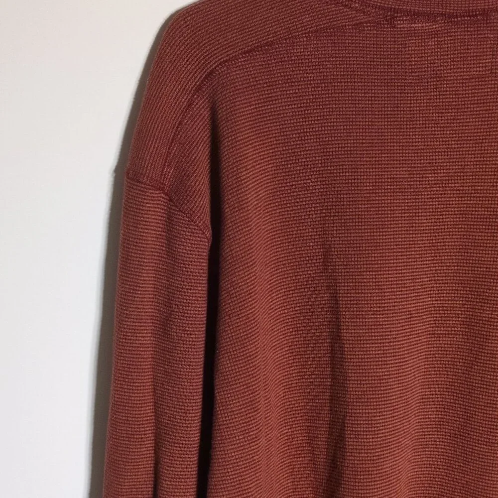 Bonobos Waffle Knit Mens Large Crew Orange Long Sleeve Grunge Streetwear Skate - Picture 5 of 12